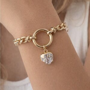 14k Gold Plated Heart Charm Bracelet